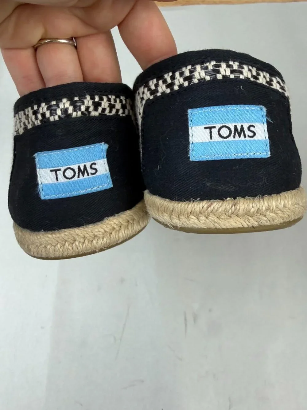 TOMS | Black and White Chevron Woven Alpargata Espadrille Slip On Shoes Size 8.5